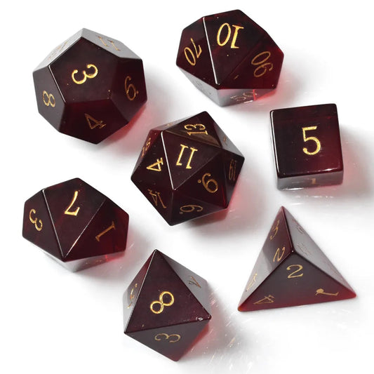 Red Glass Dice Set