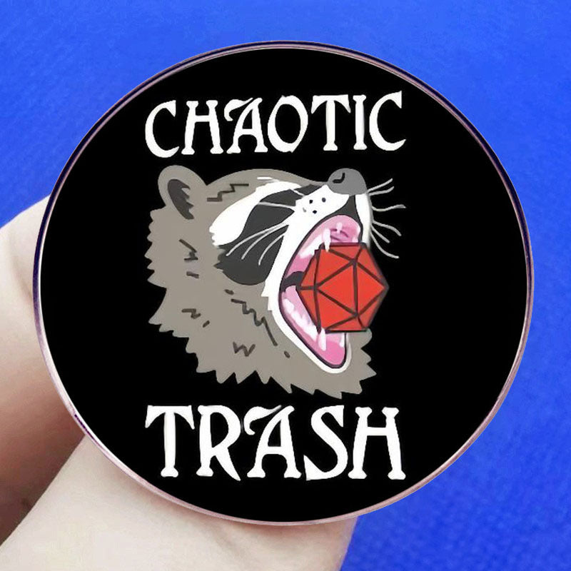 Vintage Chaotic Trash Raccoon With Dice Dungeons & Dragons Pin