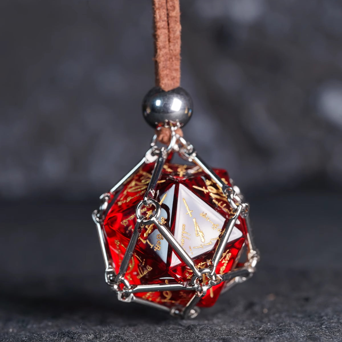 Dice Cage Necklace + Mystery D20 (Random Color)