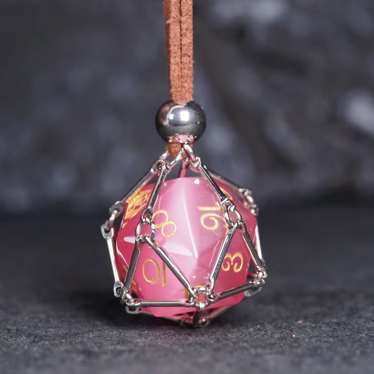 Dice Cage Necklace + Mystery D20 (Random Color)