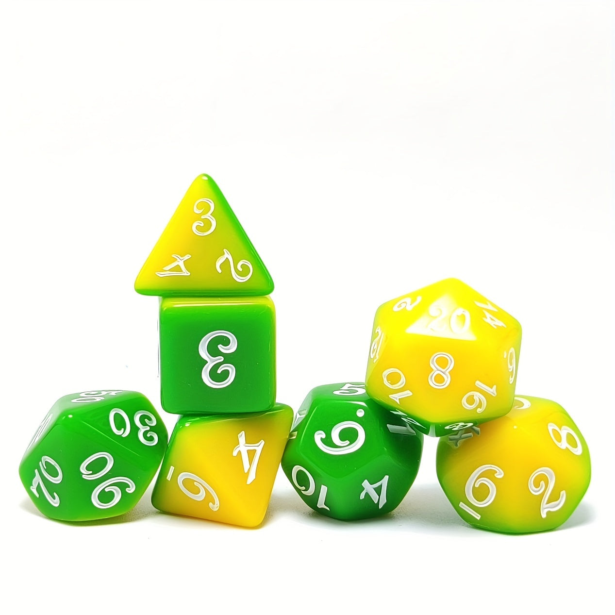 FREE Today: Yellow Green Layered Design Board Game Dice Set