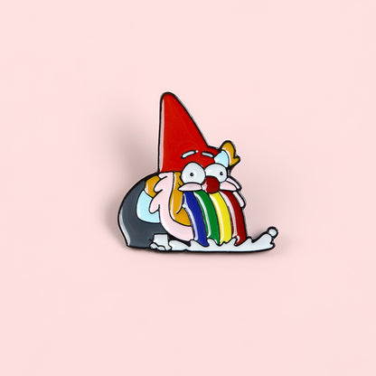 Gravity Falls Gnome Barfing Rainbow Enamel Pins