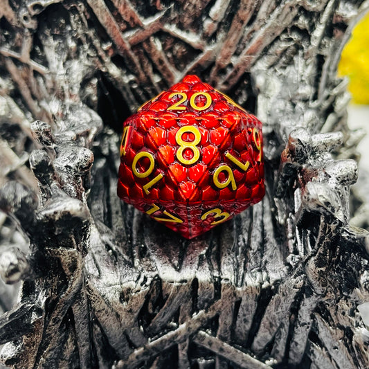 FREE Today: Flame Dragon Scale Red Metal D20 (Give away a random dice set)