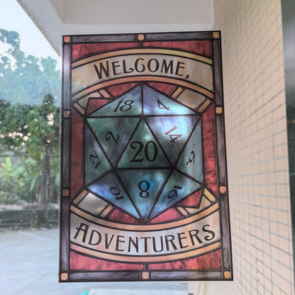 D&D 'Welcome Adventurers' Stained Glass window cling