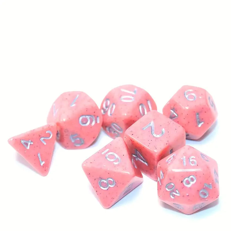 Pink Speckled Dice Set