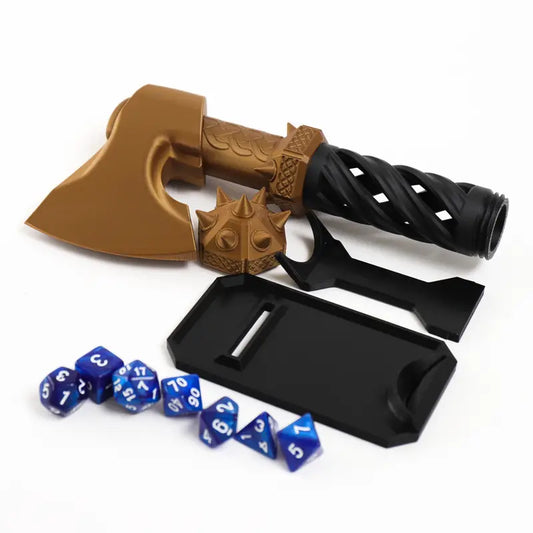 Medieval Axe-Shaped Dice Storage Box + Give away a Mystery Dice Set (Random Color)