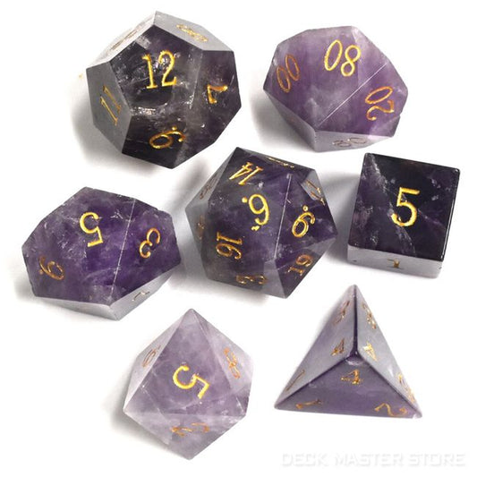 Purple Fluorite Gemstone Dice Set