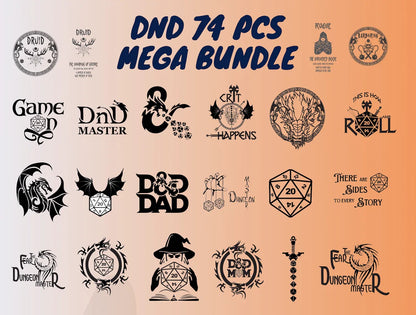 DnD SVG Bundle Vol. 3, Digital Download 74 PCS (Give away a random dice)