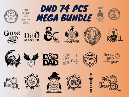 DnD SVG Bundle Vol. 3, Digital Download 74 PCS (Give away a random dice)