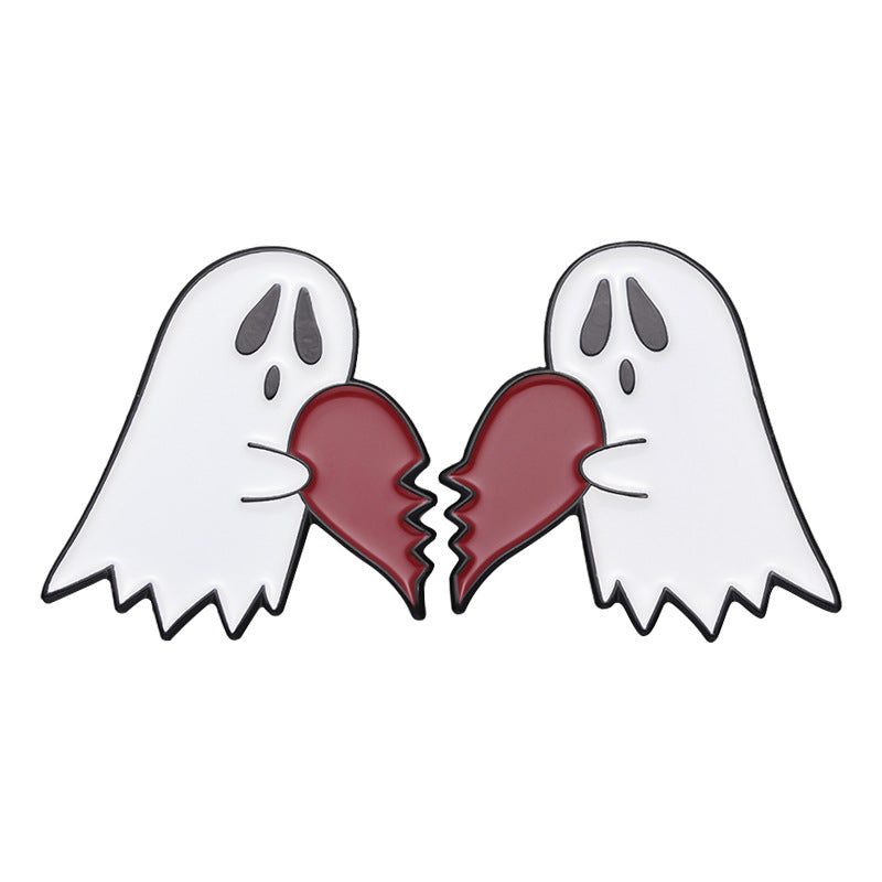 Halloween couple brooch metal badge ghost love new pin