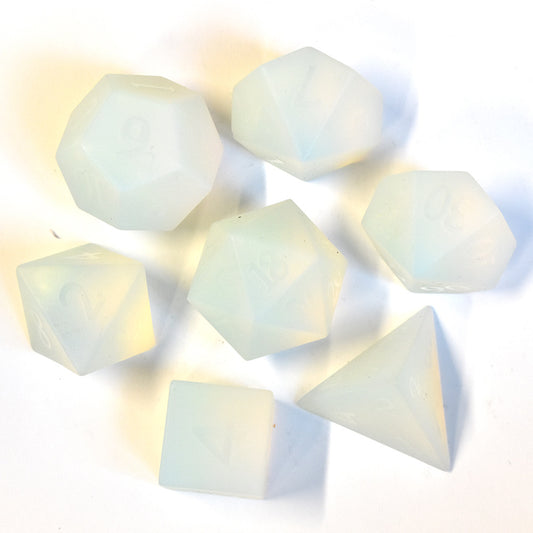 Egg white sandblasted digital gem dice set
