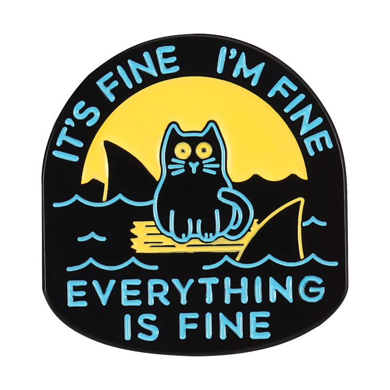 FREE Today: Snarky Cat - I'm Fine - It's Fine - Everything's Fine - D20 Enamel Pin