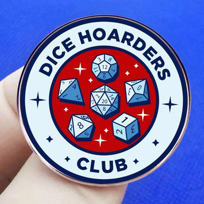 Dungeons and Dragons Lord Brooch Dice Hoarding Club Pin