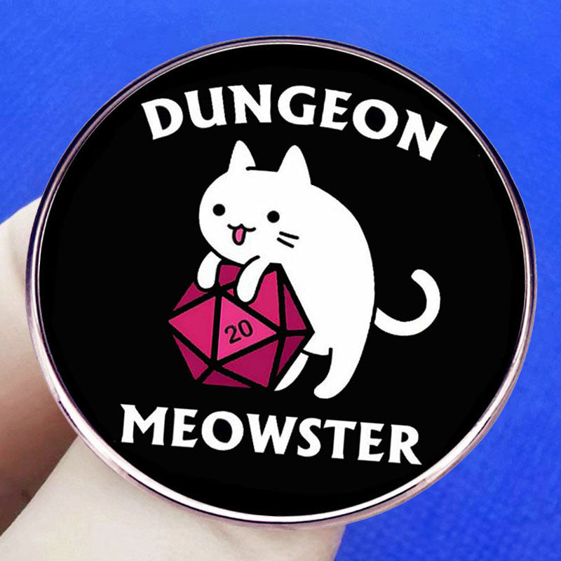 Cats & Dungeons Brooch Dungeons & Dragons Dice Game Pin
