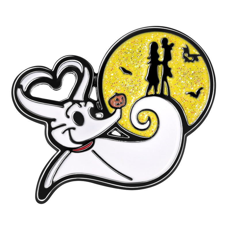 Halloween ghost pumpkin love story enamel cute pin
