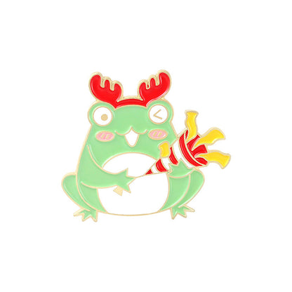 Christmas Collection Brooch Frog Badge Holiday Style