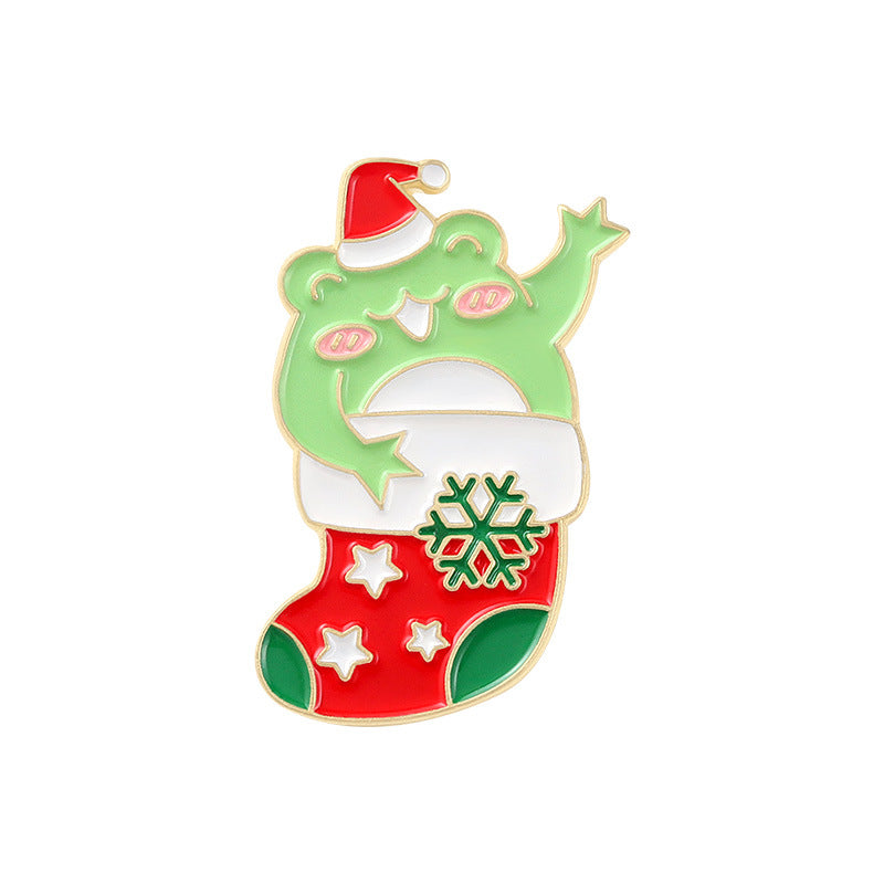 Christmas Collection Brooch Frog Badge Holiday Style