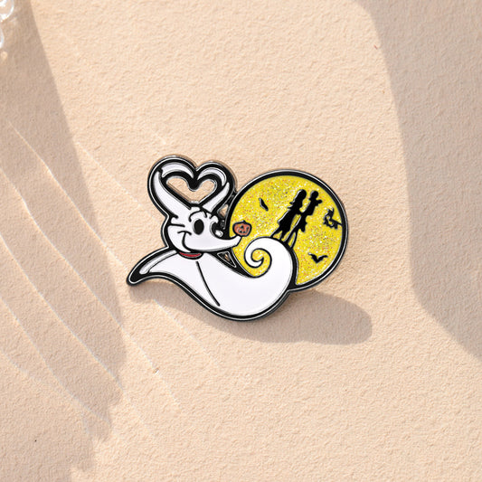 Halloween ghost pumpkin love story enamel cute pin