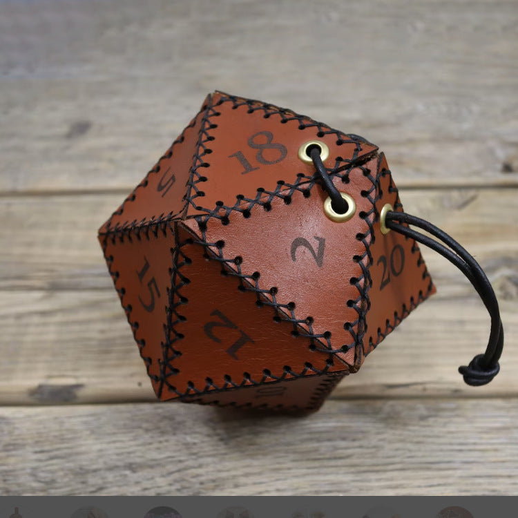 Leather D20 Dice Bag (Give away a random dice set)
