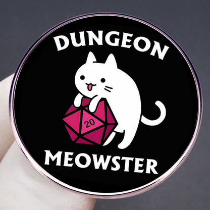 Cats & Dungeons Brooch Dungeons & Dragons Dice Game Pin