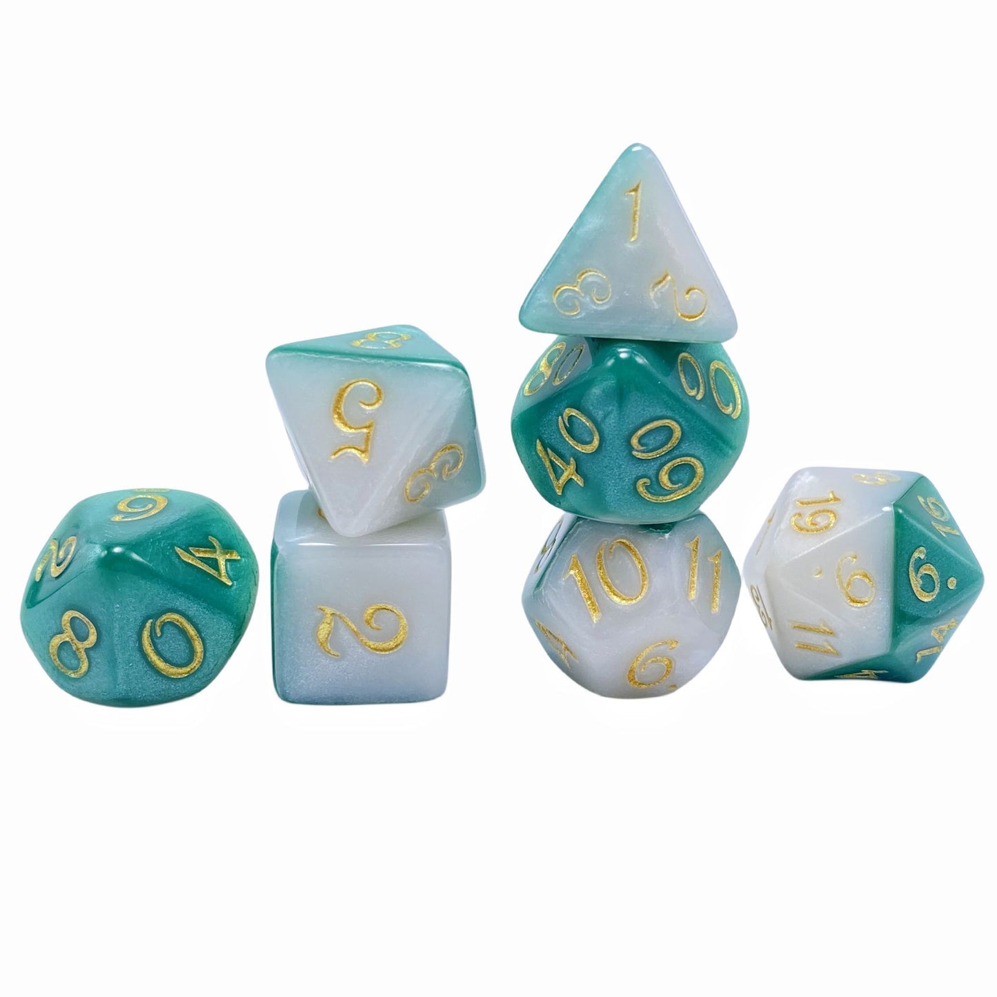 FREE Today: Green And Cream  Polyhedral Dice Set