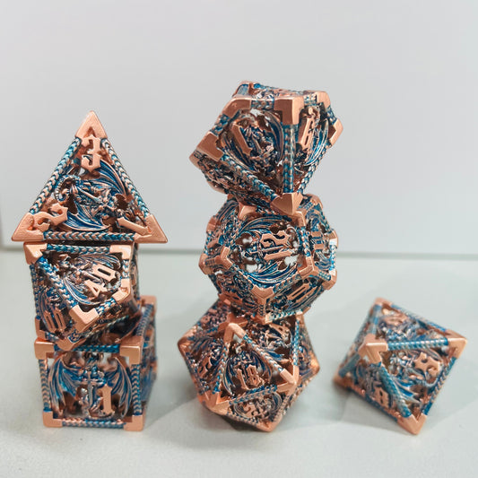 FREE Today: Dragon Sword Hollow Copper Blue Metal Dice (Give away an additional random dice set)