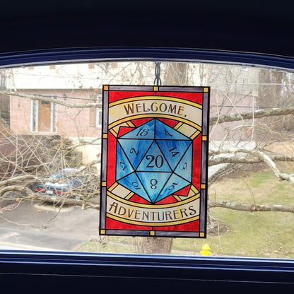 D&D 'Welcome Adventurers' - Icon style Stained Glass window cling