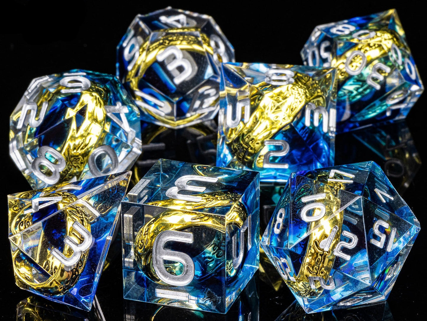 Handmade One Ring D&D Dice - The Rings Resin DND Blue Dice