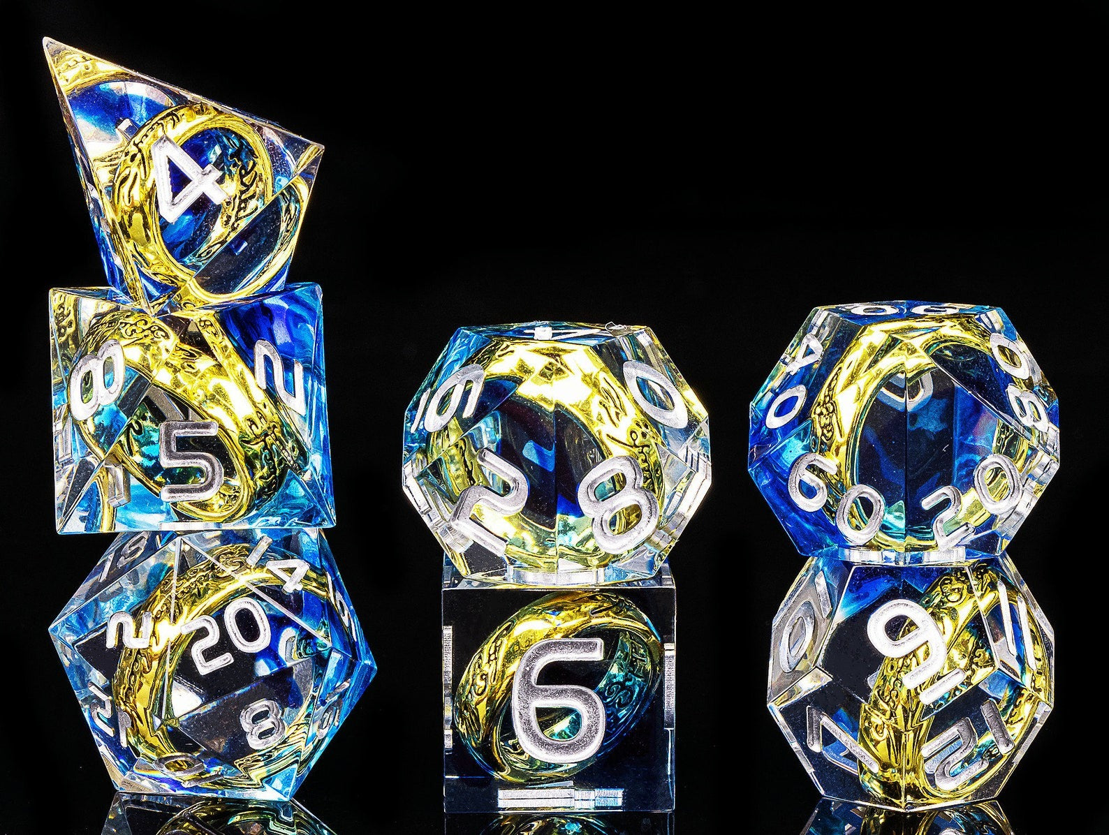 Handmade One Ring D&D Dice - The Rings Resin DND Blue Dice – Dice Legend™️