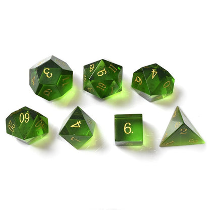 Green Zircon Glass Dice Set