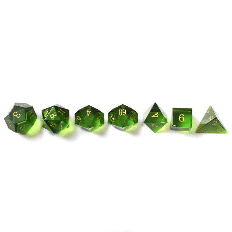 Green Zircon Glass Dice Set