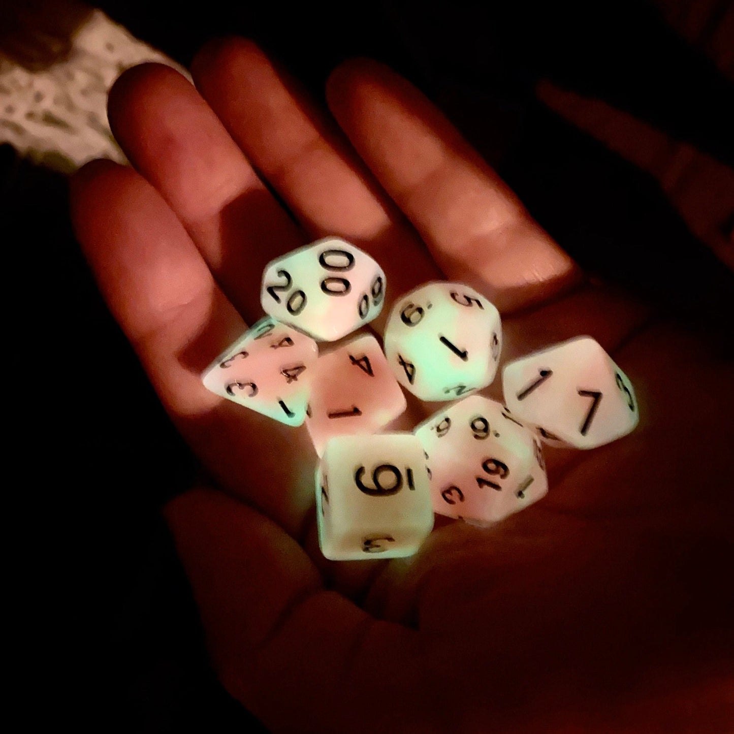 TARRASQUE glow in the Dark Polyhedral Dice Set