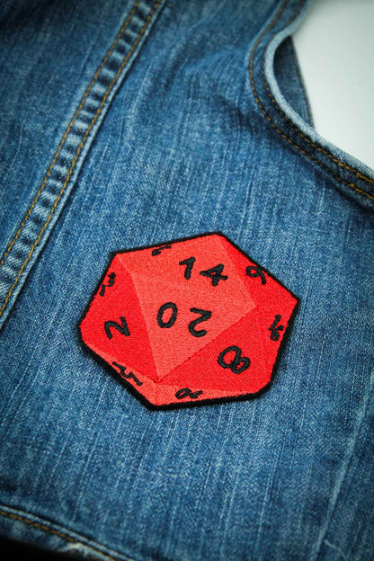 D20 Dice 20 Sided Die Embroidered Patch