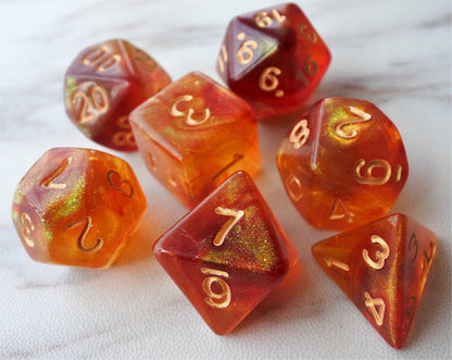 FREE Today: Red and Orange Mix Galaxy D&D Dice Set