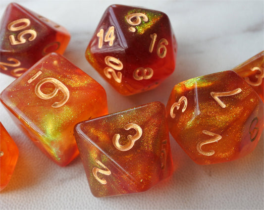 FREE Today: Red and Orange Mix Galaxy D&D Dice Set