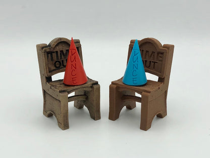 Chair of Shame Timeout Dice Jail and Dunce Cap Random Color (Give away a random dice)