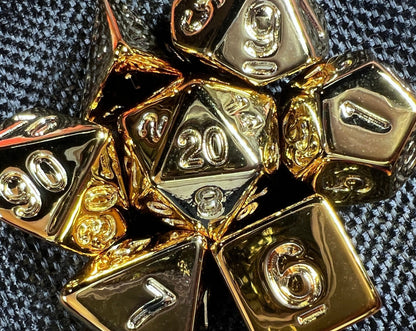 Gold Chrome DnD Dice Set (Give away a random dice)