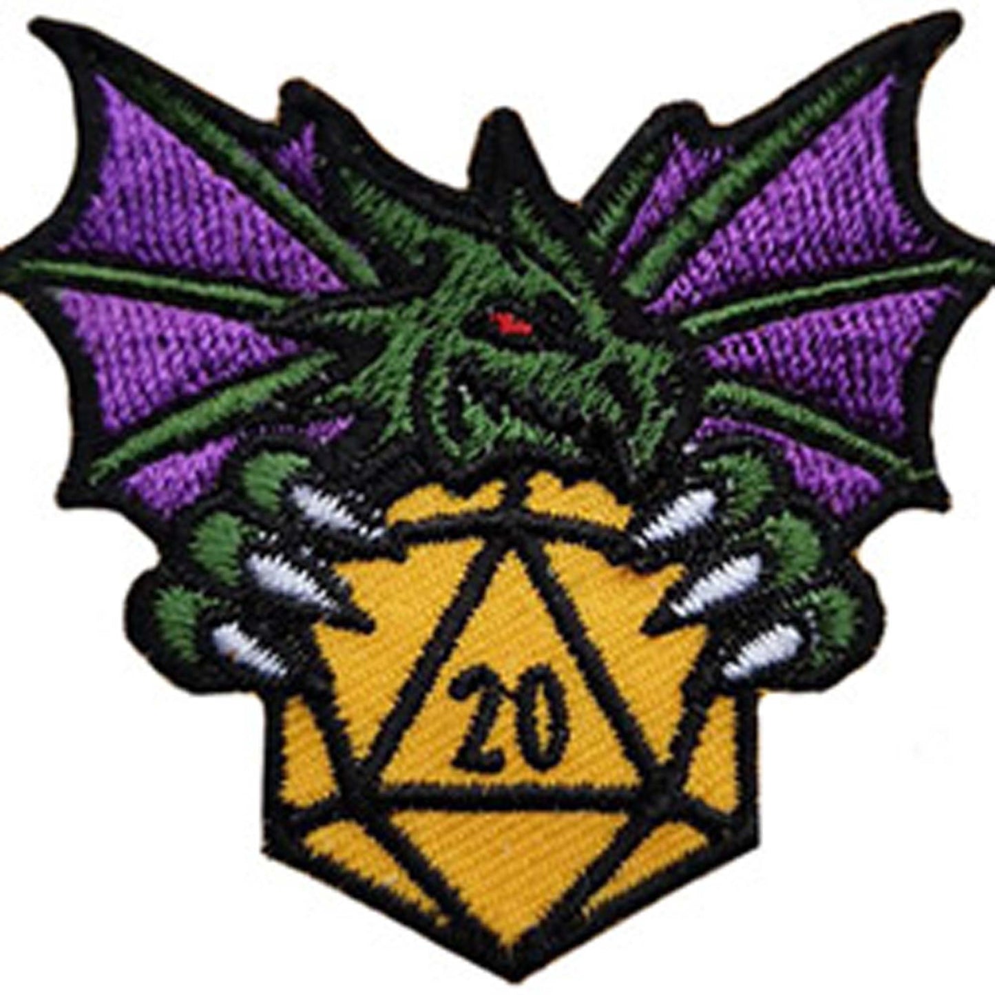 Dungeons and Dragons Dragon with 20 Sided Dice Iron on Patch