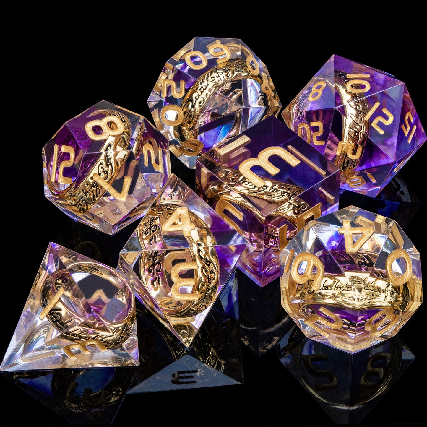 Purple Dice the Rings of Resin DnD Dice