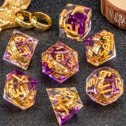 Purple Dice the Rings of Resin DnD Dice