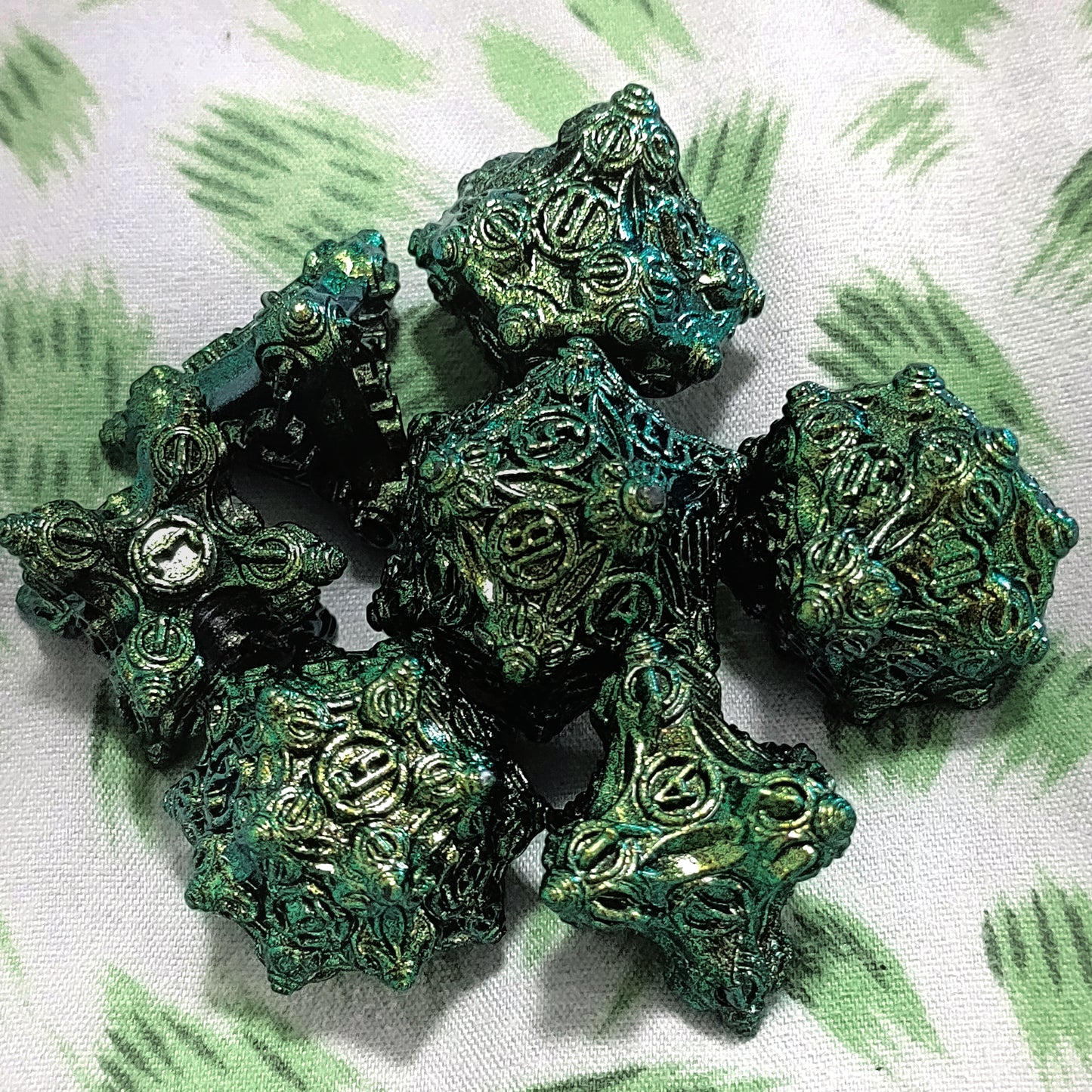 FREE Today: Enchanted Morningstars Green Metal Dice  (Give away a random dice set)