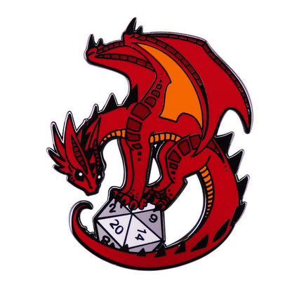 FREE Today: Enamel Pin - DnD D20 with Dragon